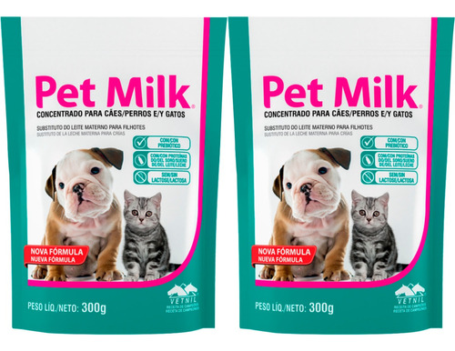 02 Pet Milk 300g Leite Concentrado Cães Gatos Filhotes