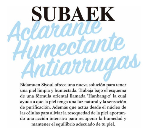Crema Subaek Tratamiento Facial Aclarantes, Antiarrugas_5set