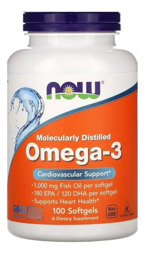 Omega 3 Now 1000mg 100 Cápsulas - Unidad a $592