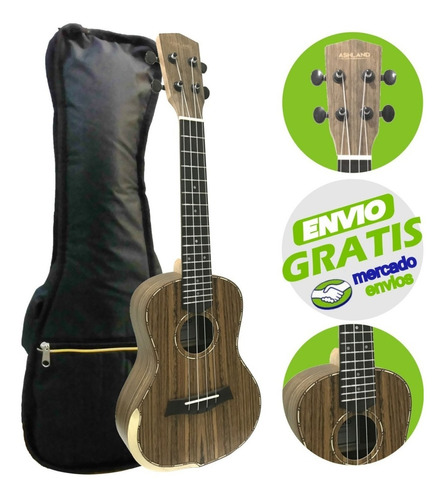 Ukelele Concierto Ashland Uk205c Con Funda Acolchada La Roca