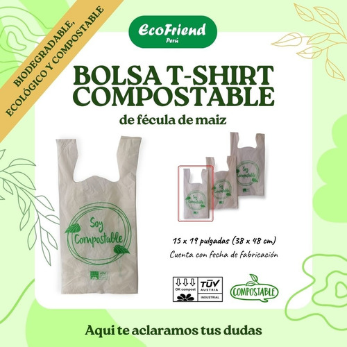 Bolsa 100% Compostable C/asa Fécula Maíz 15 X19  - Millar