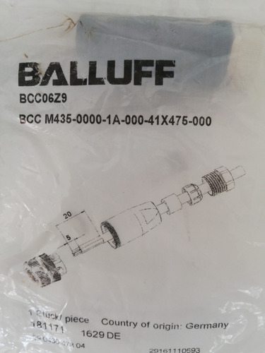 Conector M12 De 4 Pines Hembra. Balluff Bcc06z9