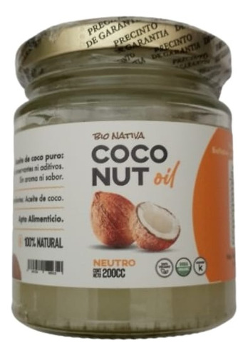 Aceite De Coco Neutro X 200cc Sin Conservante Ni Aditivos 