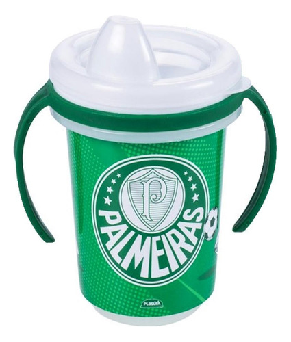 Caneca Palmeiras Trio Copo Infantil Não Vaza Atóxico 330ml
