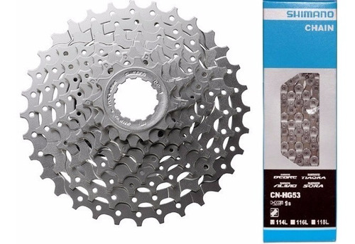 Cassete Shimano Alivio Sora Hg400 9v 11-28 + Corrente Hg53