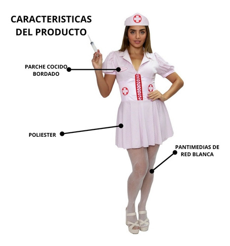Disfraz Vestido Enfermera Clasico Con Accesorios Dama