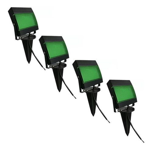 Kit 4 Peças Refletor Led Verde Estaca Para Jardim 7,5w