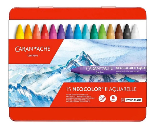 Set 15 Crayones Solubles Al Agua Neocolor Ii Caran D'ache