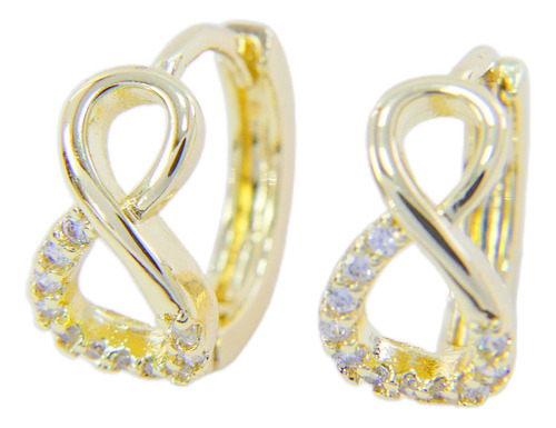 Aretes Diseño Infinito Asimetrico Oro Laminado 18k Joyeria
