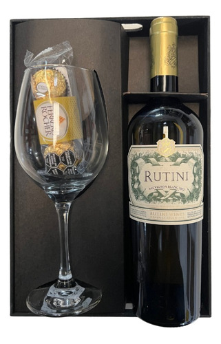 Kit Vino Rutini Sauvignon 750ml +copa +bombones Perez Tienda