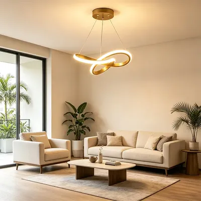 Lustre Pendente Led Moderno 3 Cores Bivolt 24cm Sala Quarto 110v - 220v Dourado