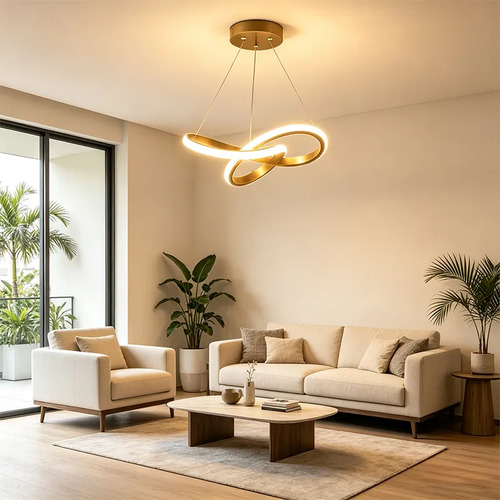 Lustre Pendente Led Moderno 3 Cores Bivolt 24cm Sala Quarto 110v - 220v Dourado