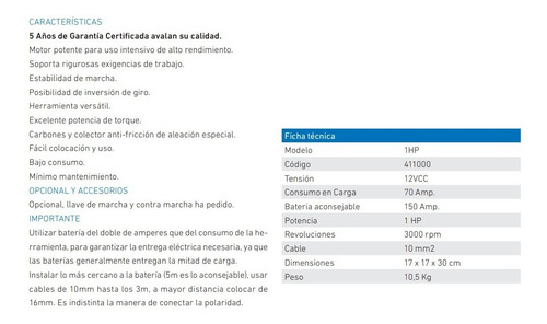 Imagen 2 de 5 de Motor 1hp De 12 Volts Cc - Tecno Motors
