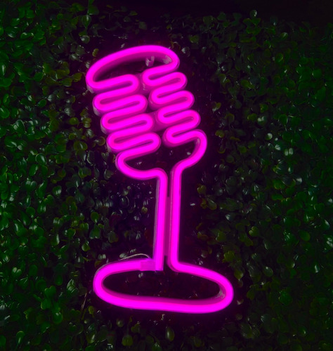Luminária Microfone De Parede Led Neon Decoração Bivolt
