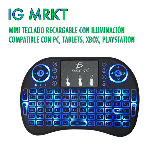 Mini Teclado Español Inalambrico Bluetooth Iluminado Smart