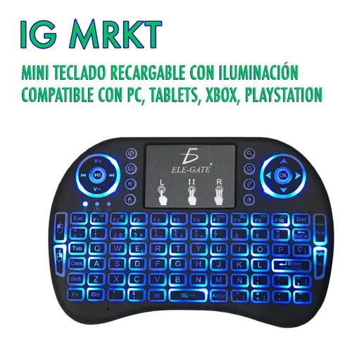 Mini Teclado Español Inalambrico Bluetooth Iluminado Usb Recargable Con  TouchPad 2 en 1 - ELE-GATE