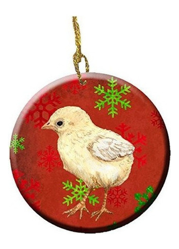 Baby Chick Ceramica Ornamento De Navidad Roja Copos De Nieve