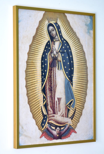 Cuadro De La Virgen De Guadalupe Con Marco Dorado 52x75 Cm