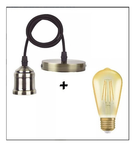 Colgante Pendulum Bronce + Led Osram Vintage Mushroom 2w