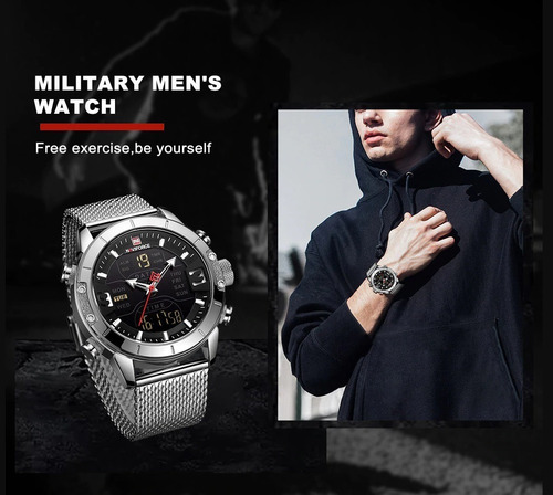 Reloj Naviforce Militar 9153 Analogo Digital A Inoxidable