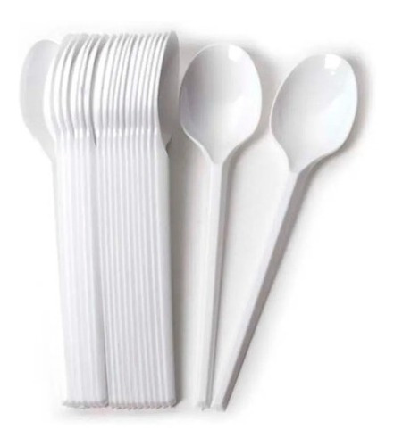 Pack 100 Cucharas Plásticas Desechables Color Blanco