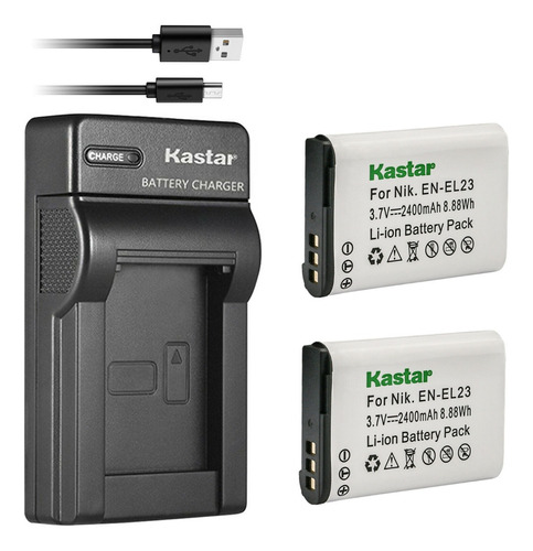 2 Bateria Pila En El23 + Cargador Nikon Coolpix  Enel23 P600