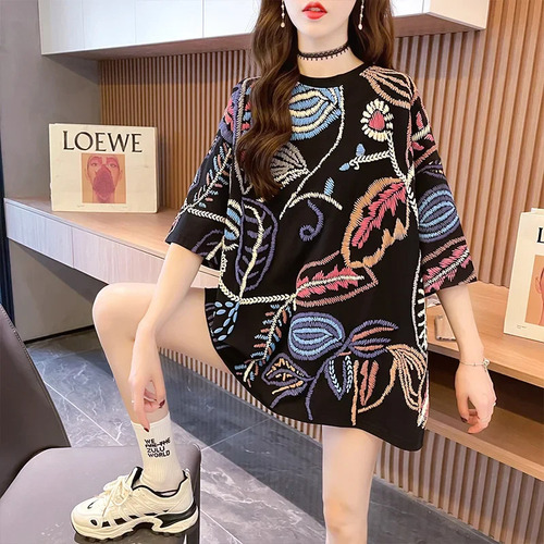 Playera Holgada De Algodón De Talla Grande Con Estampado Fl