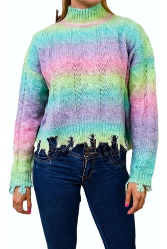 Sweaters De Colores Con Grecas Abiertas Modelo Dh21-5239