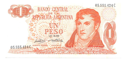 Bottero 2306 Billete De 1 Peso Ley 18.188 Año 1971 - Xf