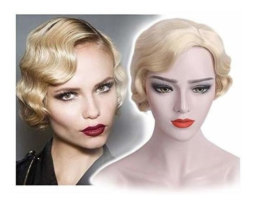 Stfantasy Finger Wave Peluca Rubia Bob Pelo Rizado Corto