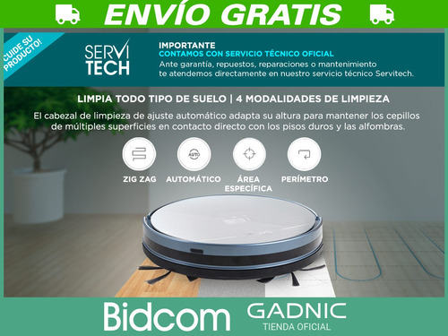 Aspiradora Robot Gadnic + Trapeador Mopa App Gadnic Pro