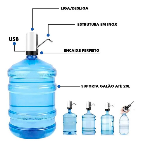 Imagem 5 de 7 de Bomba Elétrica Para Galão Garrafão Galão Água Recarregável