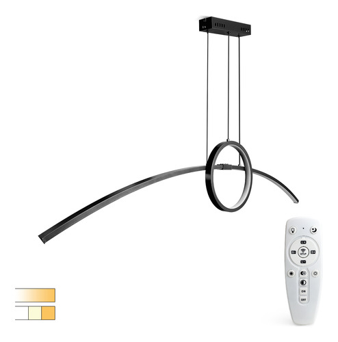Lustre De Led Arco Preto P Bancada Cozinha 100cm 3 Cores