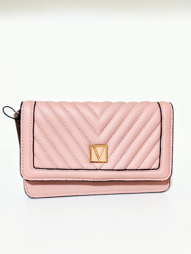 Cartera de mano y teléfono móvil Victoria's Secret con correa, color rosa, diseño de tela lisa