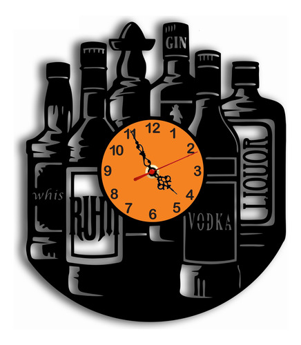 Reloj De Bebidas Negro Naranja