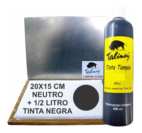 Tampon 15x20 Cm Con 1/2 Litro De Tinta Para Timbre De Madera