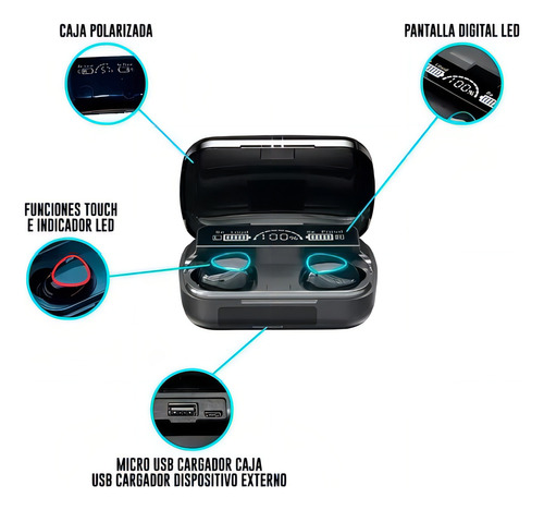 Novos fones de ouvido Bluetooth M10 melhores do que o F9-5 Tws Power Bank! Cor: Preto