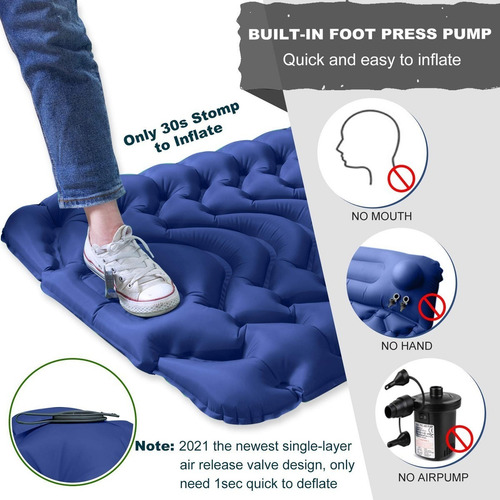 Colchoneta Inflable Dormir Acampar Ultraligera Inflado Facil
