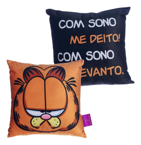 Almofada Gato Garfield Com Sono 25x25cm Oficial Nickelodeon