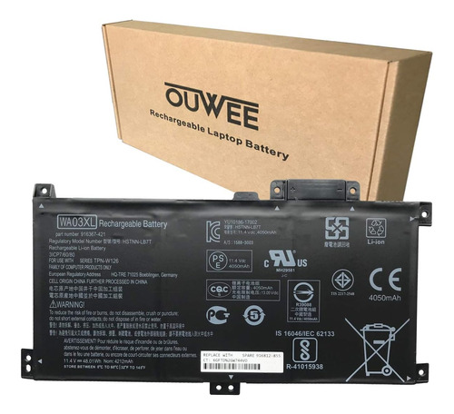 Ouwee Wa03xl Batería P/ Hp Pavilion X360 14-ba 15-bk 11.4v