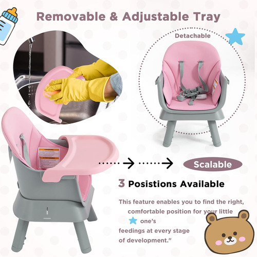Silla Alta Para Bebé 7 En 1, Silla Alta Convertible Para Beb