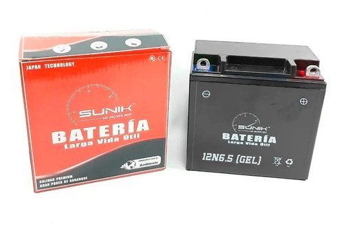Bateria Moto Sunik 12n6.5 3b Gel Yb6.5 Triax 300 Xmm 250 Fas