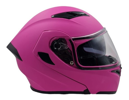 Casco para moto R7 Racing Unscarred  rosa mate  liso talla M 