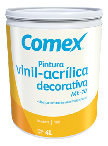 Pintura Vinil - Acrílica Blanca Comex Me70 Interior 4 L
