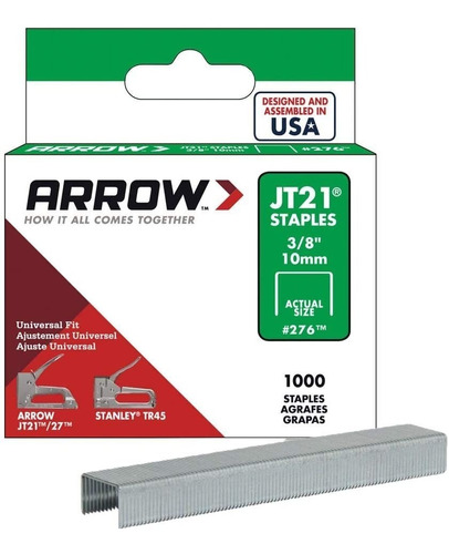 Grapas Arrow Jt21  3/8   (10mm) Caja 1000 Unidades 276