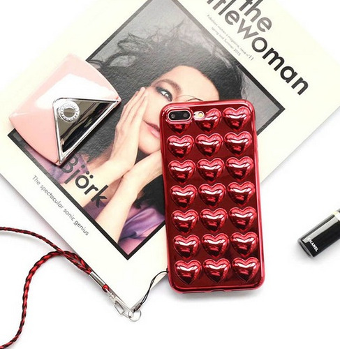 Funda Case iPhone 6 / 6s Corazon Rojo 3d Tpu + Correa Envío