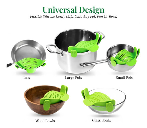 Colador De Pasta De Silicona Con Clip Para Ollas Y Sartenes