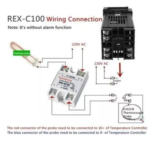 Controlador De Temperatura Digital Lcd Pid Rex-c100 + K