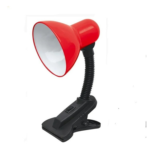 Luminária Mesa Escritório Quarto Bivolt Leitura Estudo E27 Cor da cúpula Vermelho Cor da estrutura Preto 110V/220V