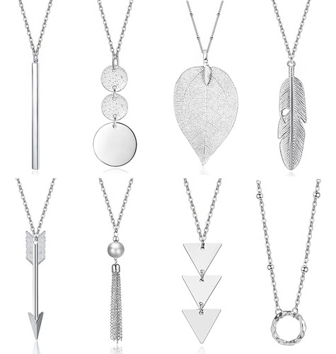 Yqziyou 8 Collares Largos Para Mujer ' Collar Con Colgante D
